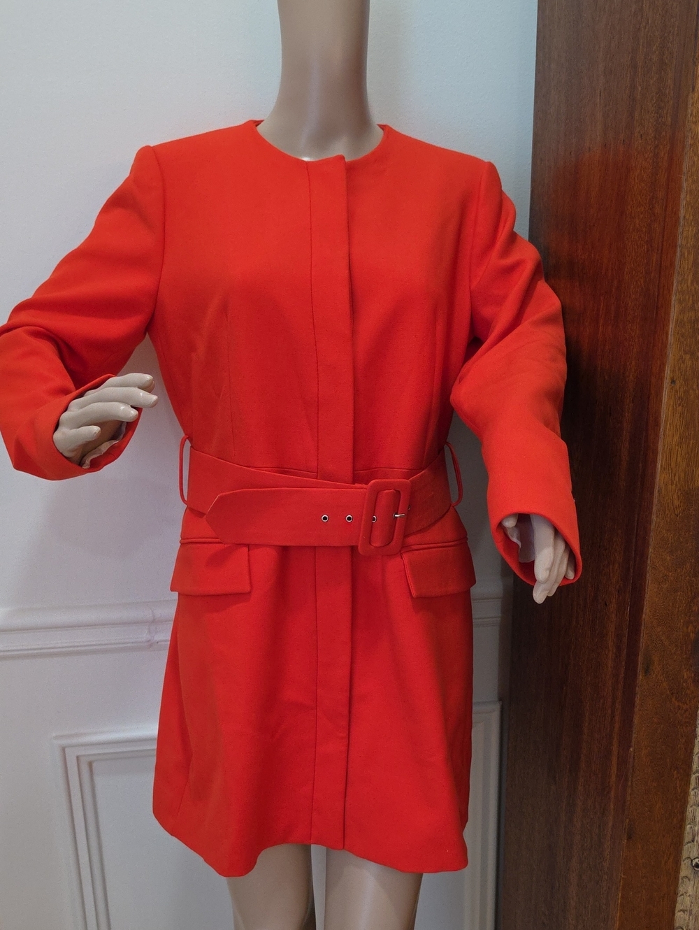 Zara Red and Cream Lined Coat